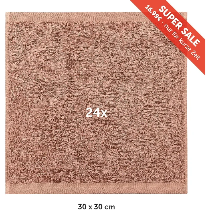 Blumtal Premium Frottier Handtücher Set mit Aufhängschlaufen - Baumwolle Oeko-TEX Zertifiziert, weich, saugstark - 24x Gästehandtücher (30x30 cm), Dusty Pink (Rosa) – Bild 2