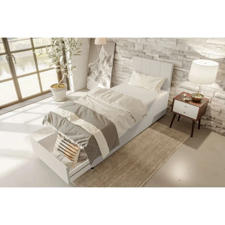 99rooms Kira Mini Boxspringbett Cordstoff POSO Greige 120x200 cm – Bild 3
