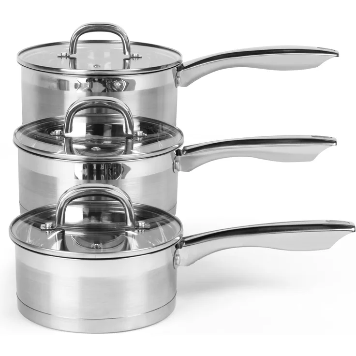 SALTER BW06734 3-teiliges Stielkasserollen-Set der Timeless-Kollektion aus Edelstahl