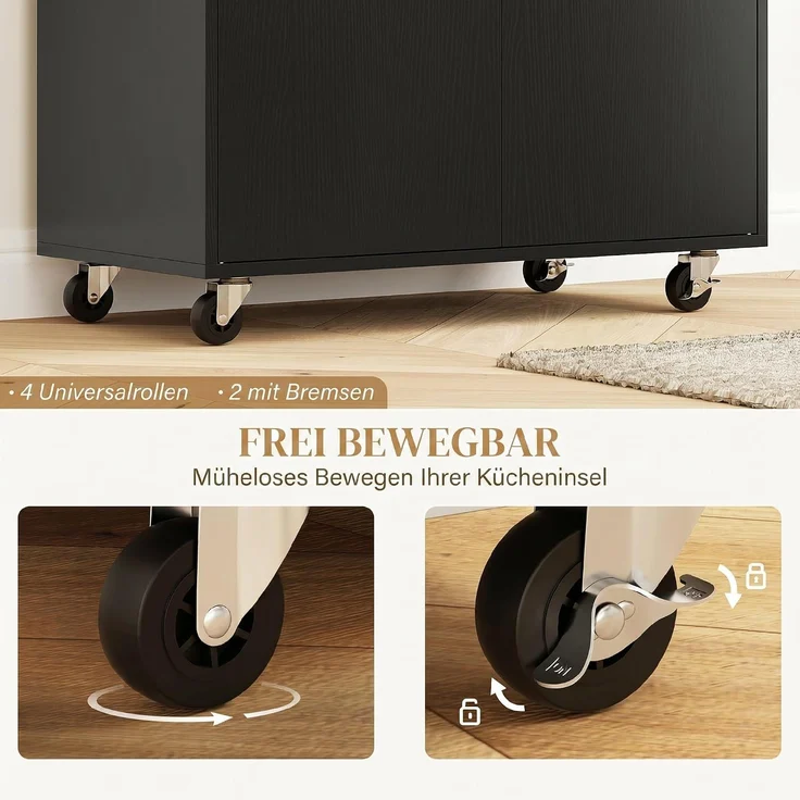 HOMCOM Kücheninsel, Spanplatte, MDF, Schwarz, 106L x 42B x 87H cm – Bild 6