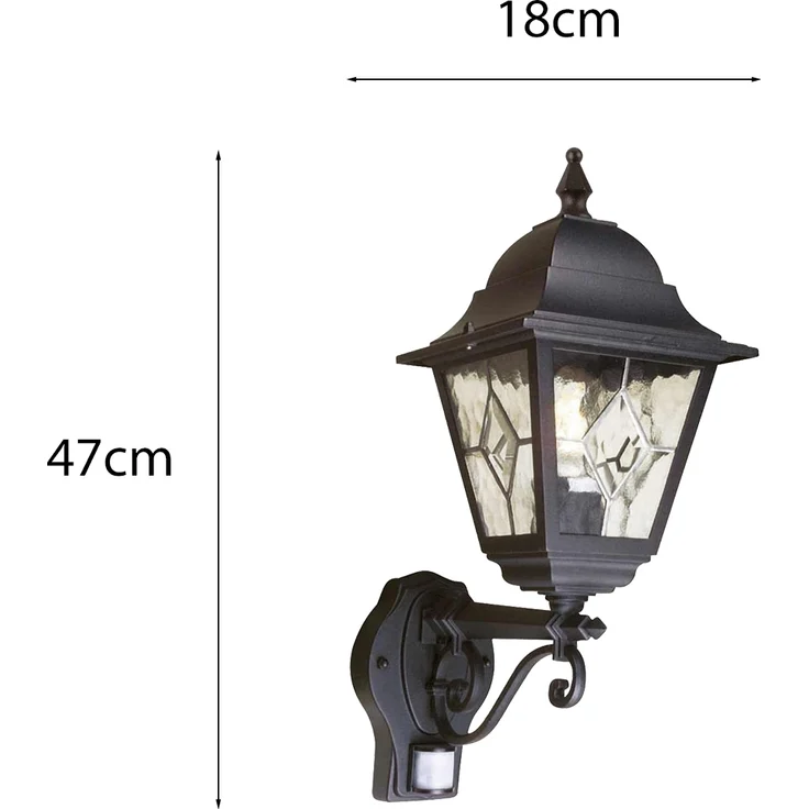 Außenleuchte, Wandlampe, PIR-Sensor, Laterne, H 47 cm – Bild 4