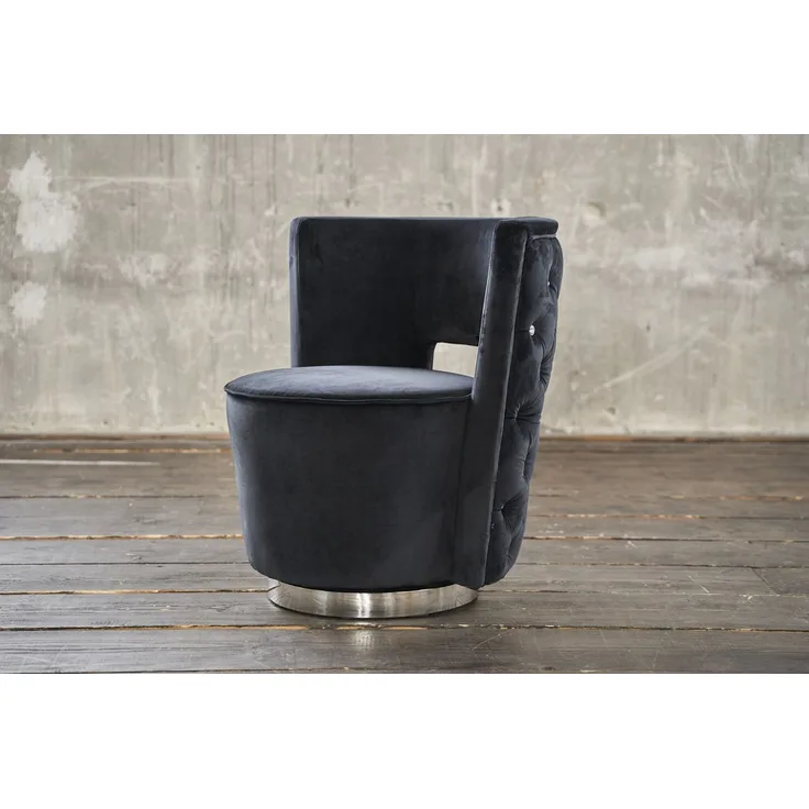 KAWOLA Sessel SENSO Stoff Velvet schwarz 77 x 67 x 77 cm