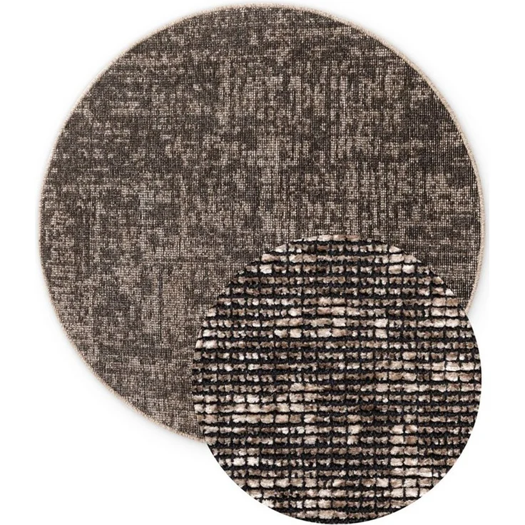 Elle Decoration Brilliance - Kurzflor Teppich Prisma, Wohnzimmerteppich mit Raster Design, Kachel, Quadrat Muster, Glänzender, Moderner Teppich für Wohnzimmer, Schlafzimmer - Beige, Ø 160 cm – Bild 4