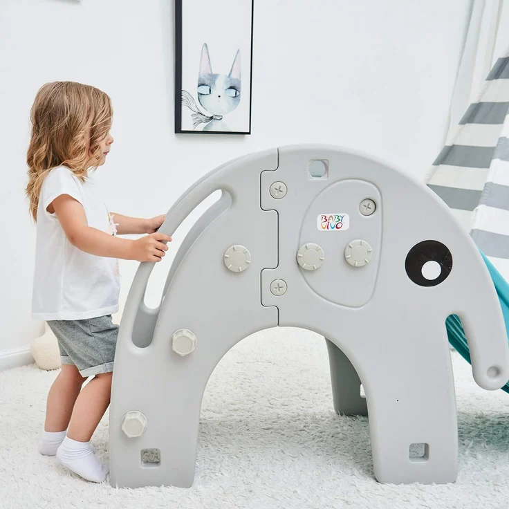 Baby Vivo Kinderrutsche / Rutsche - Elefant in Türkis / Grau
163 x 42 x 75 cm (LxBxH), ab 2 Jahren, bis ca. 70 kg belastbar – Bild 2