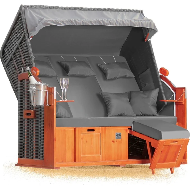Strandkorb Hanse Ostsee Klassik XXL 2,5 Sitzer - Anthrazit Uni, 160 x 166 x 78 cm – Bild 1