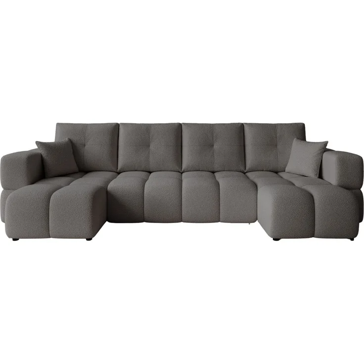 yourhouse24 Wohnlandschaft BUENO U im Glamour-Stil – Trend-Bouclé, Schlaffunktion & Bettkasten, mit Schlaffunktion und Bettkasten, Seite universal – Bild 2