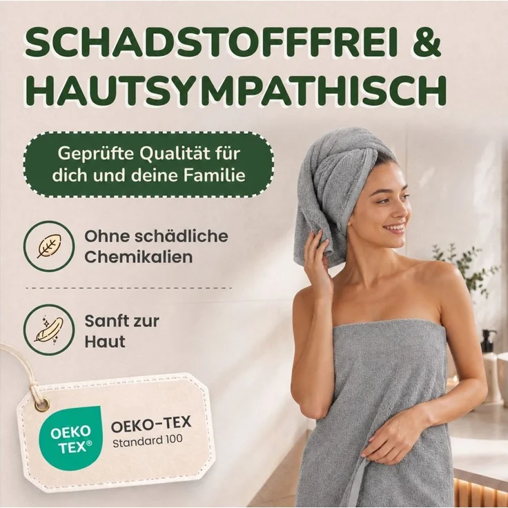 leevitex® Handtücher 8er-Set, 50 × 100 cm, aus 100% Baumwolle, Grau, Frottee (Set, 8-St), OEKO-TEX® STANDARD 100 zertifiziert und hochwertig verarbeitet – Bild 3