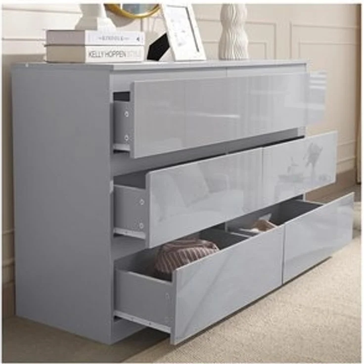 HTI-Living Sideboard Sideboard Kenji 8 Schubladen Hochglanz Grau (Stück, 1 St, 1 Sideboard), Kommode – Bild 5
