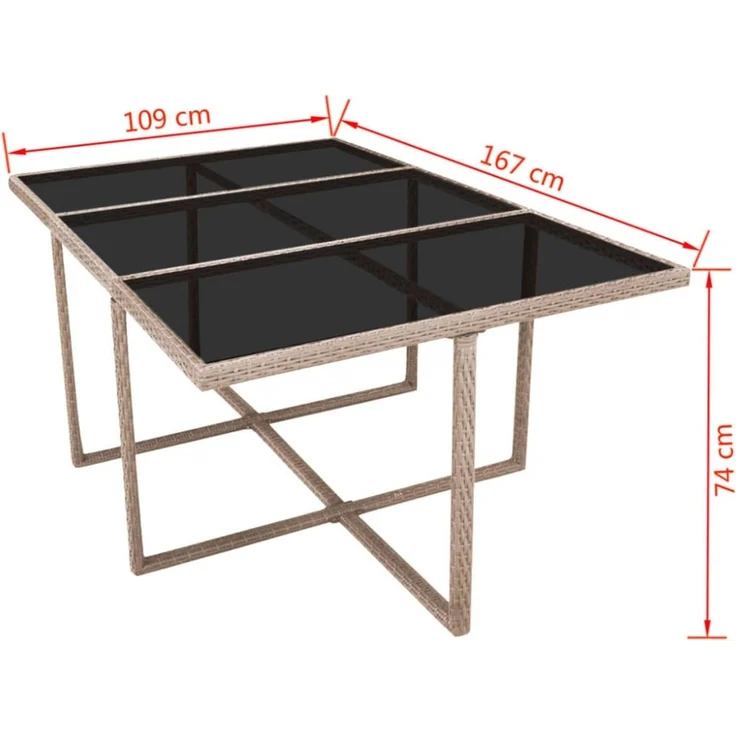 vidaXL 11-tlg. Garten-Essgruppe mit Auflagen Poly Rattan Beige 42557 – Bild 7