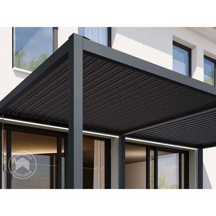 PRIMEYARD Pergola 3x6 m Aluminium-Pfosten mit Lamellendach aus Stahl anthrazitfarbeneTerrassenüberdachung – Bild 6