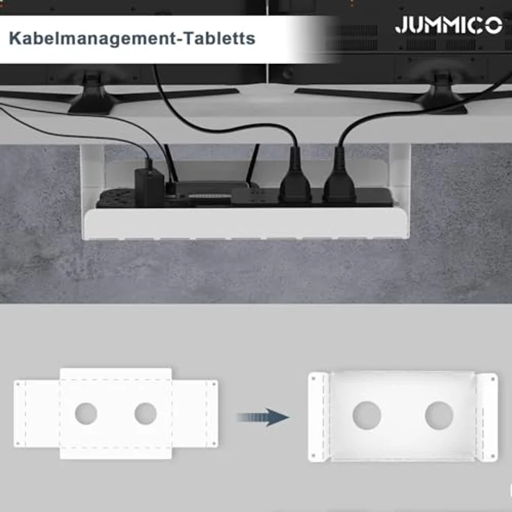 JUMMICO Höhenverstellbarer Schreibtisch 180x80 cm mit Kabelloser Ladestation und Euro-Steckdose mit USB, Schreibtisch Höhenverstellbar Elektrisch Stehtisch, Standing Desk Weiß – Bild 8