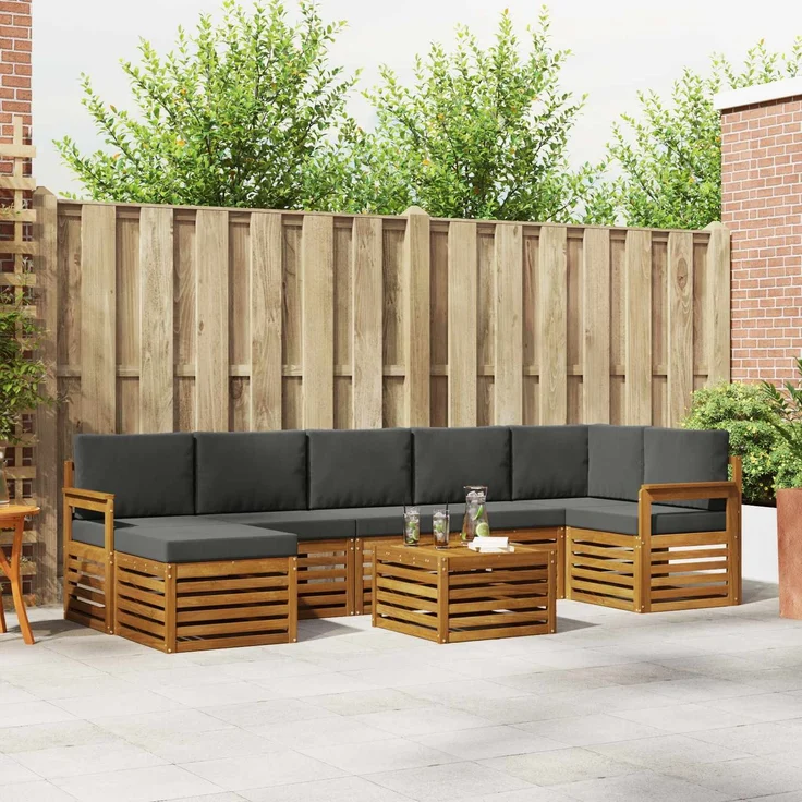 vidaXL Outdoor-Sofagarnitur 8 stk. 8-Sitzer Natur und Anthrazit 3375197 – Bild 1
