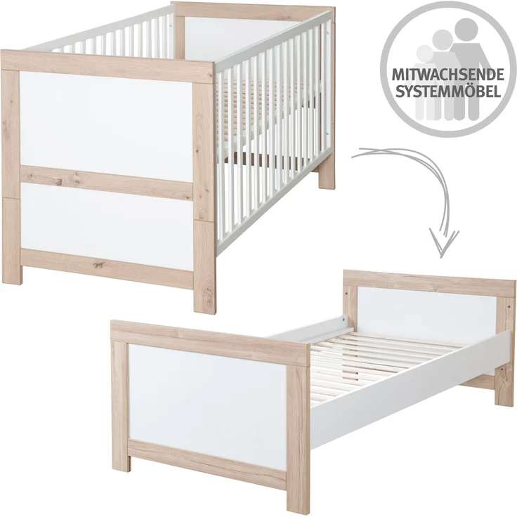 roba Kombi-Kinderbett 'Malo' 70 x 140 cm - 3-fach höhenverstellbar - 3 Schlupfsprossen - Weiß – Bild 8