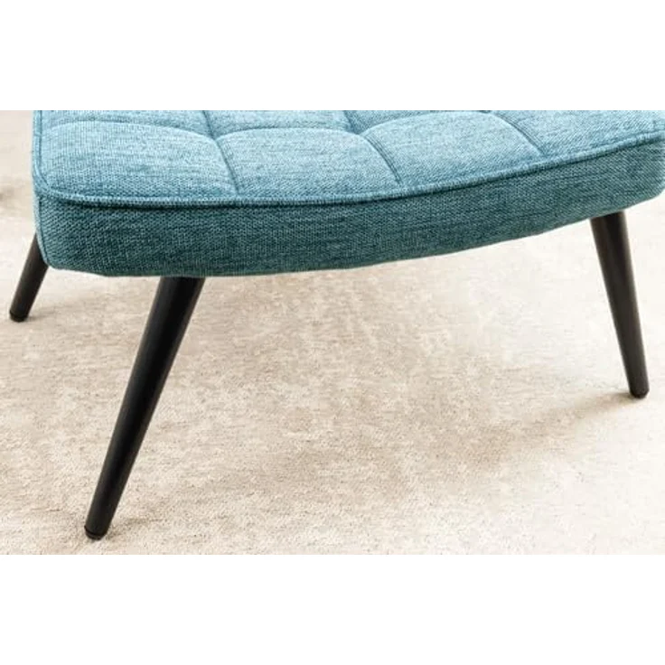 riess-ambiente Fußhocker SCANDINAVIA blau / schwarz - Strukturstoff, Metallbeine, Polsterung (Einzelartikel, 1 St), Wohnzimmer · Metall · Scandinavian Design · Ziersteppung – Bild 6