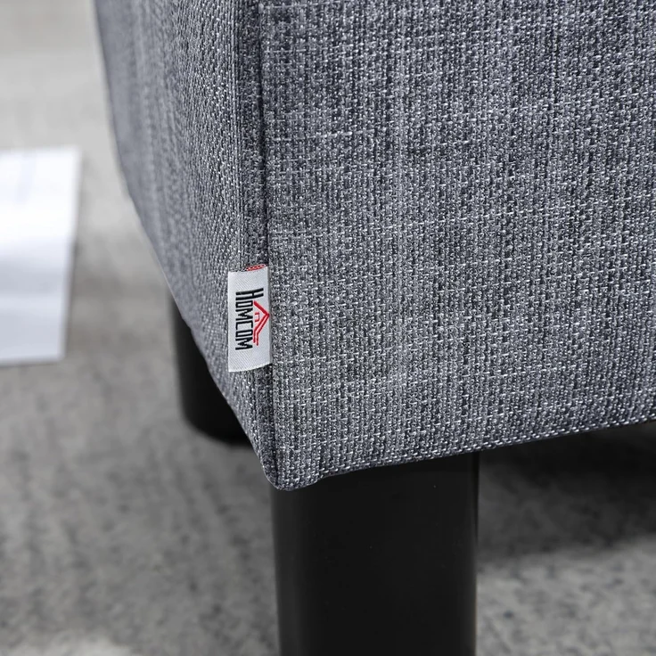 HOMCOM Fußhocker Wohnzimmerhocker, Sofahocker aus Leinen (Bank Sitzbank, 1 St, Rückenfreier Hocke), Grau 40 x 30 x 24 cm – Bild 8