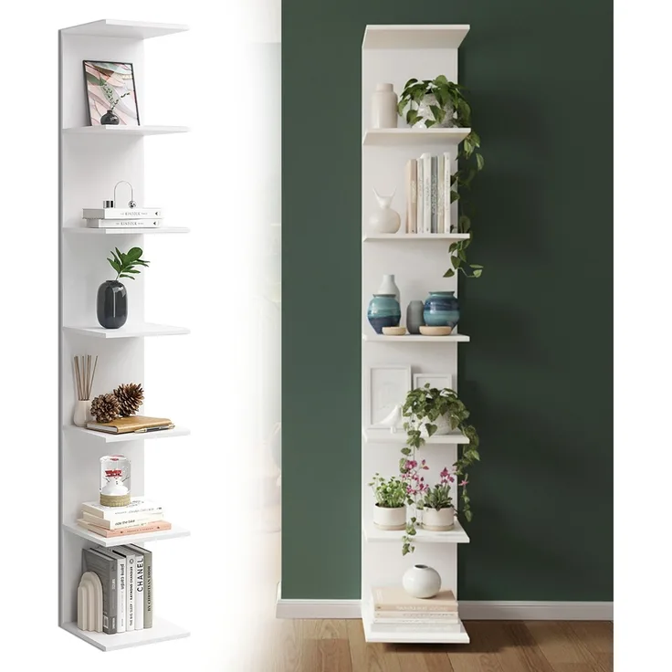 Bellamio 'Ems' Wandregal, weiß, Regal mit 7 Ablagen, vertikal oder horizontal montierbar
