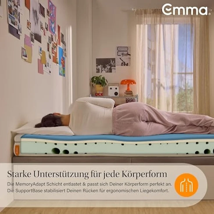 Emma One+ Matratze 140x200 H3 Hart – Kühlende & atmungsaktive 3-Zonen-Schaummatratze – Ergonomisch, Klimaregulierend & Waschbarer Bezug – Für alle Schlafpositionen geeignet – Bild 4