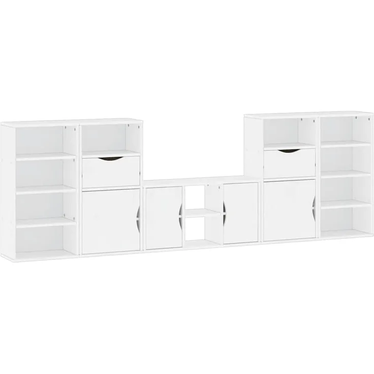 vidaXL 5-tlg. Wohnwand mit Stauraum ODDA Weiß Massivholz Kiefer 3365371