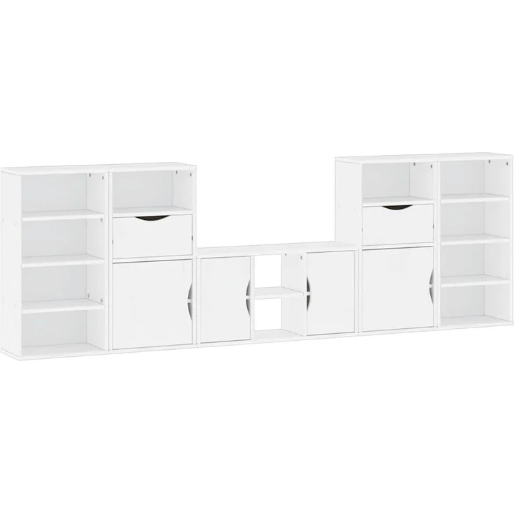 vidaXL 5-tlg. Wohnwand mit Stauraum ODDA Weiß Massivholz Kiefer 3365371 – Bild 1