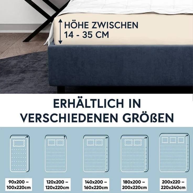 MOON Heimtextilien Spannbettlaken MOON-Luxury Spannbettlaken Jersey Stretch 230g/m², 97% Mako-Baumwolle 3% Elastan – Bild 3