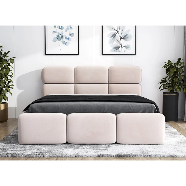 Polsterbett MAROKO 120x200 ohne Matratze mit Bettkasten und Lattenrost. Farbe: Beige 2 – Bild 1