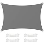 SONGMICS Sonnensegel 2x3 m, wasserfest mit Einer Wassersäule von 665 mm, Sonnenschutz aus reißfestem Polyester, UV-Schutz 93%, Terrasse, Garten, Balkon, rechteckig, 2 m Seile, rauchgrau GSH23BK