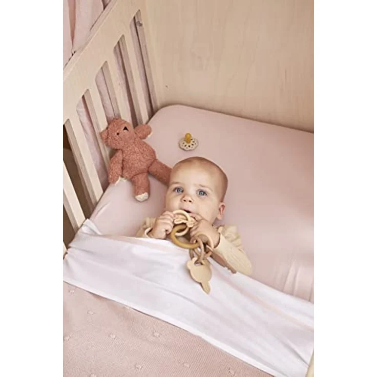 Meyco Baby Spannbettlaken für Kinderbett - 70x140 cm - Jersey Spannbetttuch - 100 % Baumwolle - Oeko Tex zertifiziert - Rundum-Gummizug, atmungsaktiv - Uni - Zartrosa, Soft Pink – Bild 4