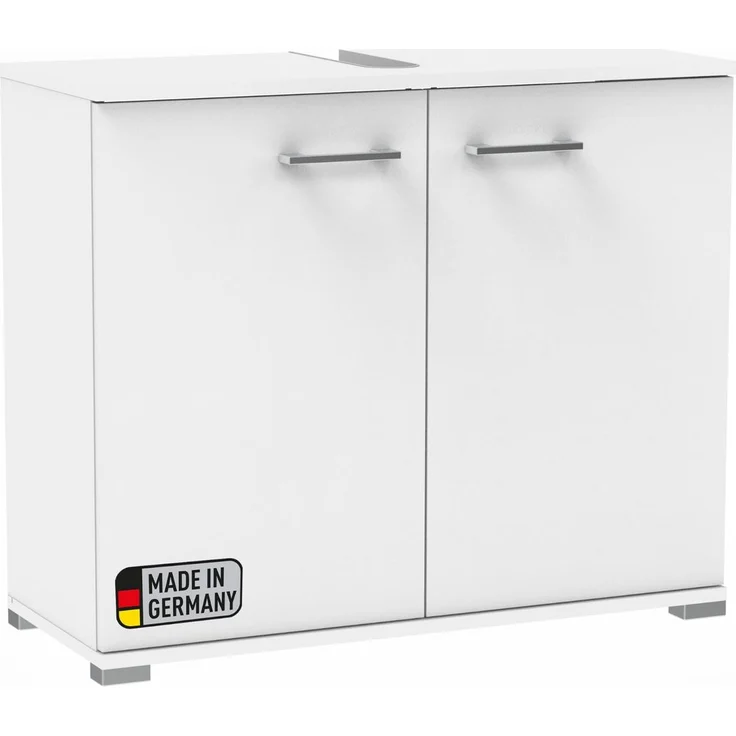 FACKELMANN Easy Waschbeckenunterschrank, 80 cm, Weiß, Stehend, Zeitloser Stil, Made in Germany, Viel Stauraum
