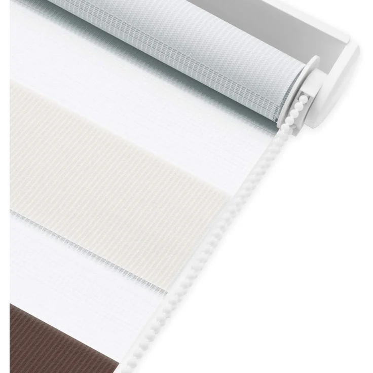 Deswell Doppelrollo Klemmfix ohne Bohren Weiß-beige-braun B105 x H120 cm (Stoffbreite 101cm) Rollos für Fenster ohne Bohren für Fenster mit Lichtdurchlässig & Verdunkelnd/Höhe Stufenlos Verstellbar – Bild 9