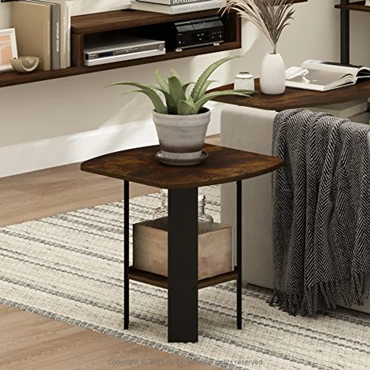Furinno Simple Design End-/Beistelltisch, Bernsteinkiefer/Schwarz – Bild 3
