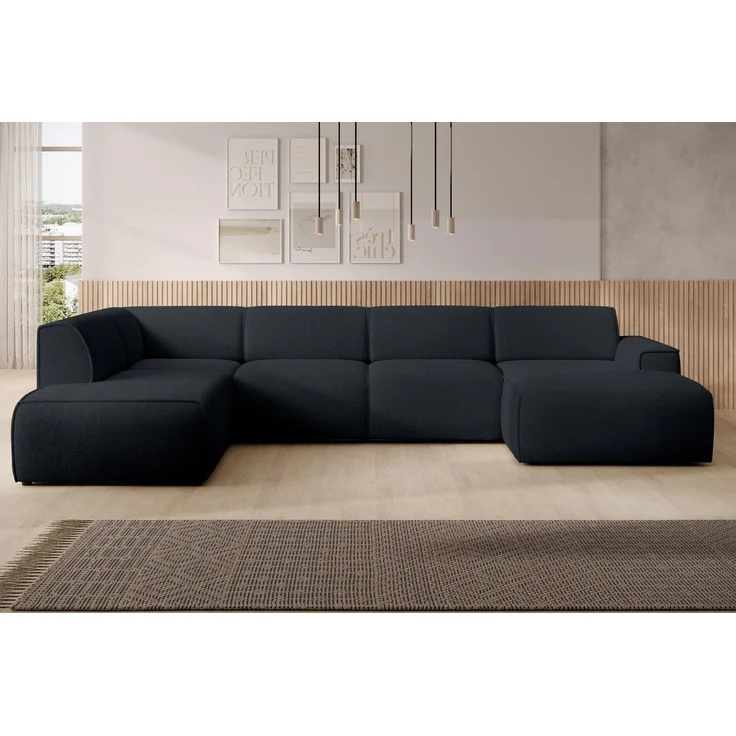 AX LIVING XXL Sofa U Form Didim Schwarz 378cm breit modern & großzügig L – Bild 2