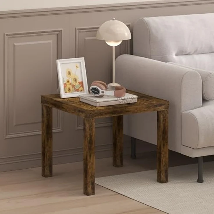 Furinno Klassischer Heimischer Quadratischer Beistelltisch, Bernstein-Kiefer – Bild 2
