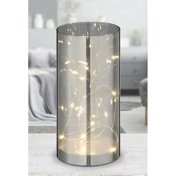 Spetebo LED Dekolicht LED Lichterglas silber mit Timer - 20 cm, 3, LED, warmweiß, inkl. Timer Funktion – Bild 2