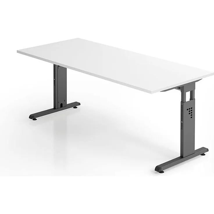 Schreibtisch OS19 C-Fuß 180x80cm Weiß Gestellfarbe: Silber