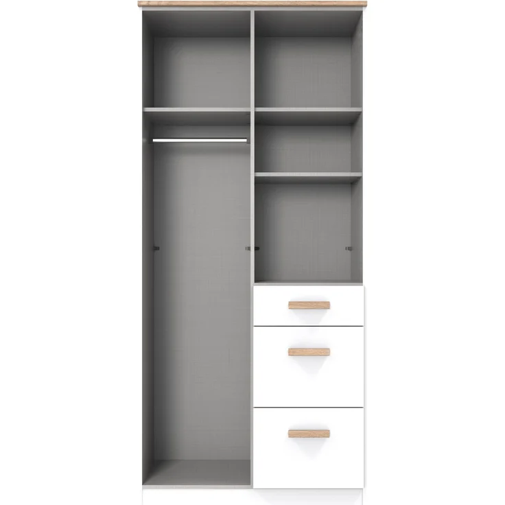 Babyzimmer-Set Kinderzimmer Babybett Wickelkommode Kleiderschrank 91 Weiß Eiche – Bild 6