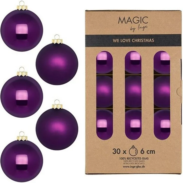 MAGIC by Inge Weihnachtsbaumkugel, Weihnachtskugeln Glas 6cm 30 Stück - Purple Symphony – Bild 2