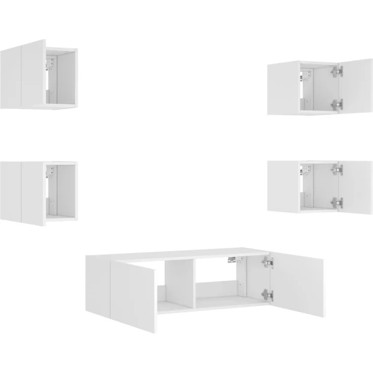 vidaXL 5-tlg. TV-Wohnwand mit LED-Leuchten Weiß 3216860 – Bild 12