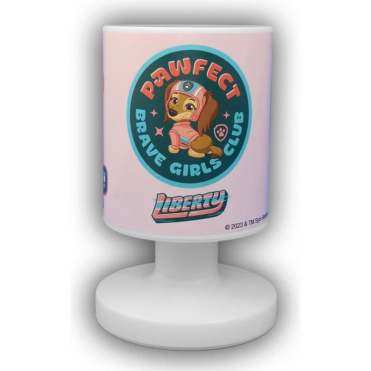 LED Akku Tischleuchte mit 3 Paw Patrol Rosa Motiven per USB aufladbar, Höhe 20cm – Bild 1
