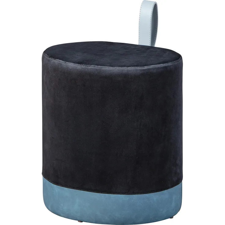Hocker 'Osane' Samt schwarz mit Griff PU