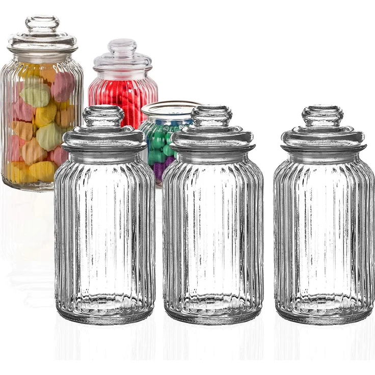 BigDean Vorratsglas 3x Bonbonglas 1,3 Liter Nostalgie Glas Behälter Vorratsdose 22x11cm – Bild 3