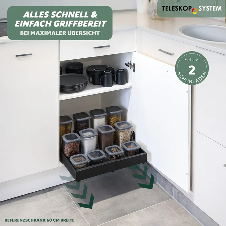 Teleskopschublade 2er, 43-67 cm – Bild 2