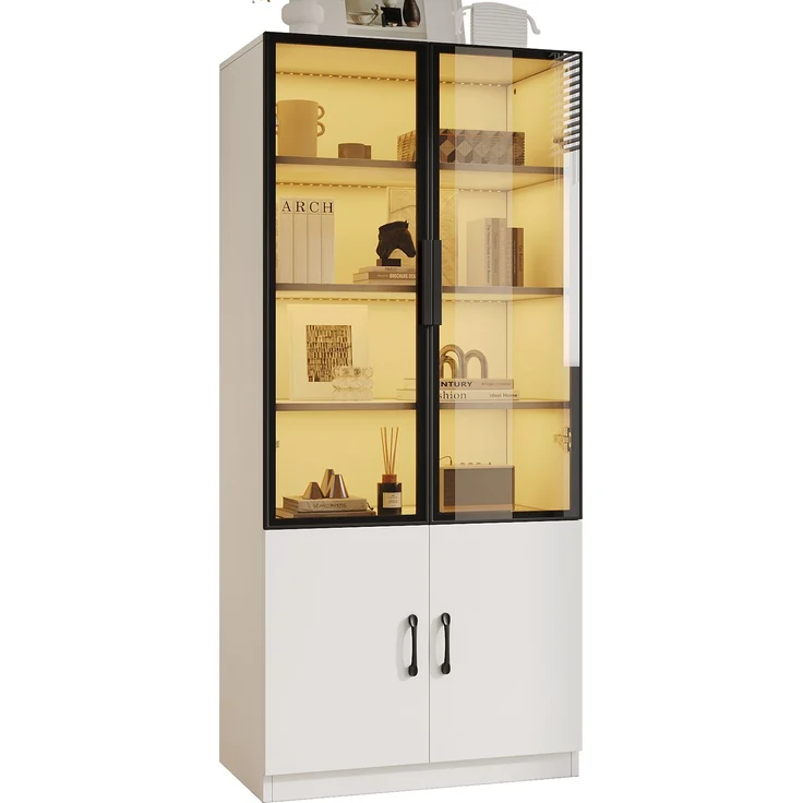 Vitrine 60x40x160 cm mit Rauchglas, LED-Beleuchtung und Unterschrank – Bild 4