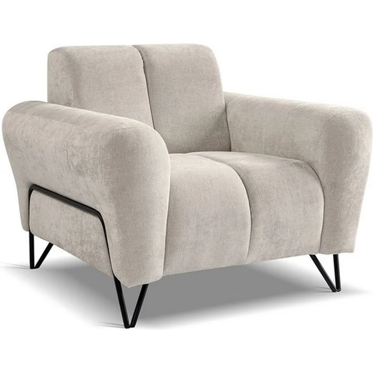 Beautysofa Sessel mit Metallbeine in schwarzer VOLARE (modernes Design, Rücken mit Hauptstoff), viele Farbvarianten, auch im Set mit Sofas erhältlich – Bild 4