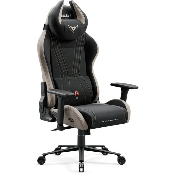 DIABLO CHAIRS Gaming-Stuhl X-Horn 2.0 HDS Kunstleder ergonomisch 3D-Armlehnen Kopfstütze (3D-Armlehnen, Memory-Schaum, HDS Kunstleder, Normal L King XL), Lendenkissen Wippfunktion 160° Metallbasis 2 Größen – Bild 1