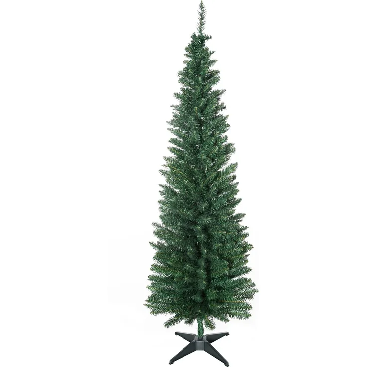 JARDJ 180 cm schlanker künstlicher Weihnachtsbaum mit realistischen Zweigen, hoher und schmaler Weihnachtsbaum mit klappbarem Fuß, Grün