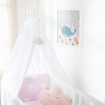 roba Komplettwiegenset 'Kleine Wolke rosa' - Maß: 90 x 40 cm - inkl. Bremsrollensatz - Weiß