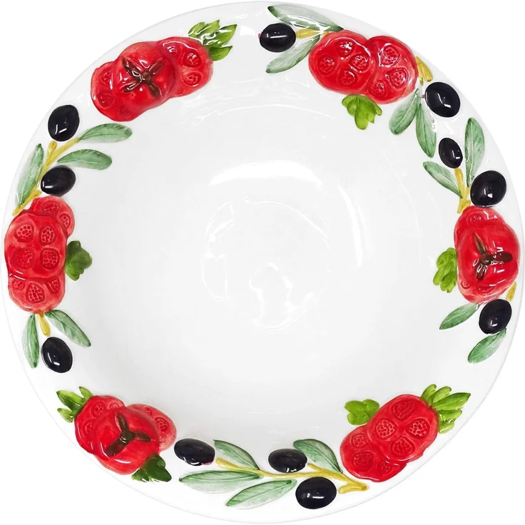 Lashuma Obstschale Tomate Olive, Keramik, (1-tlg), Pasta Schüssel rund Ø 27 mit Relief Dekor – Bild 4