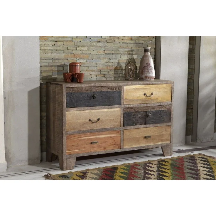 Interia Home & Living Sideboard Anrichte TARIM Schubladenkommode Mango und Akazie 135 cm Natur 135x40x84 cm