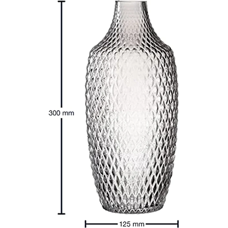 LEONARDO Poesia Tisch-Vase, handgefertigte graue Deko-Vase aus Glas, 30 cm hoch, ovale Blumen-Vase mit Relief-Optik und multifunktionalem Design – Bild 3