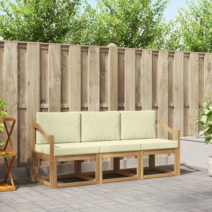 vidaXL Outdoor-Sofagarnitur 3 stk. White and Cream 185.5 x 63 x 73 cm 3387189 – Bild 1
